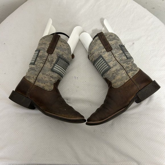 Ariat Sport Patriot Western Boot Distressed Camo Square Toe Brown Mens Sz 9.5 D - Picture 6 of 10